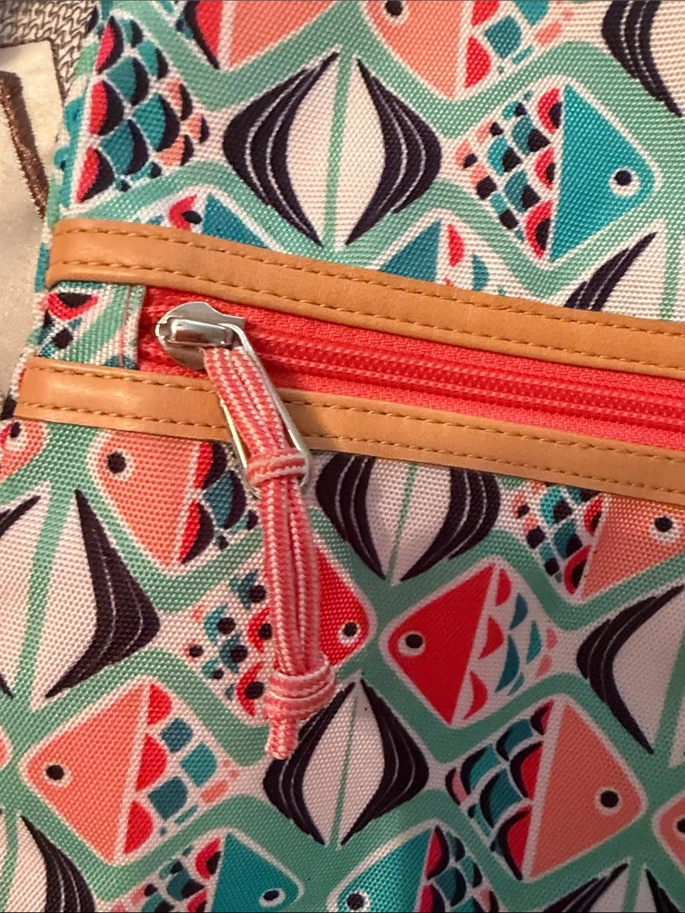 Vera Bradley Lighten Up Drawstring Backpack in the “Go Fish” pattern.. NWOT.